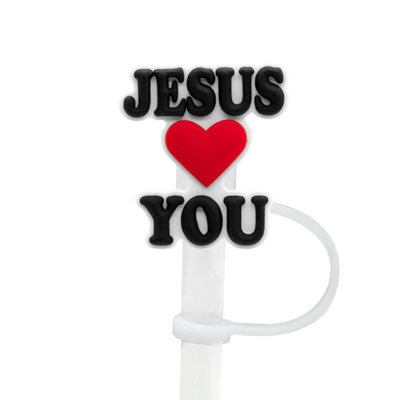 Wholesale 8-10mm 10PCS/PACK Cartoon Religious Silicone Dust-proof Straw Caps